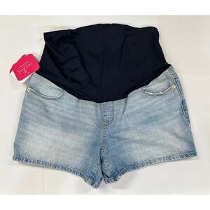 ISABEL MATERNITY Jean Shorts Size 2/26  Crossover Panel - Light Wash
